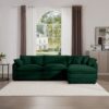 Corduroy L Shaped 3 Seater Sofa With Ottoman For Small Living Rooms - Green - Image 12