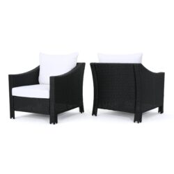Antibes - Wicker Armchair With Water Resistant Cushions - Black