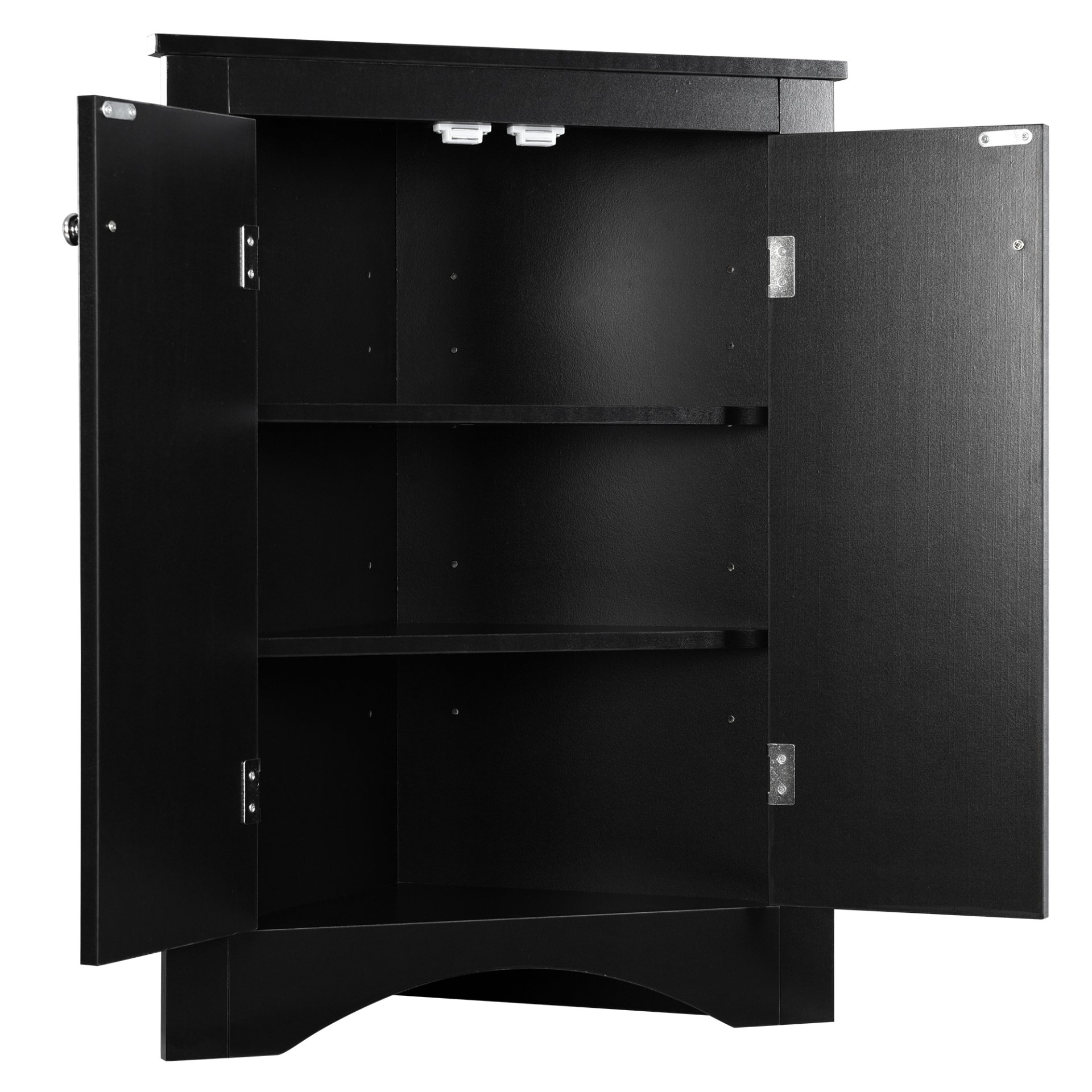 Triangle Bathroom Storage Cabinet With Adjustable Shelves, Freestanding Floor Cabinet For Home Kitchen - Black - Image 13