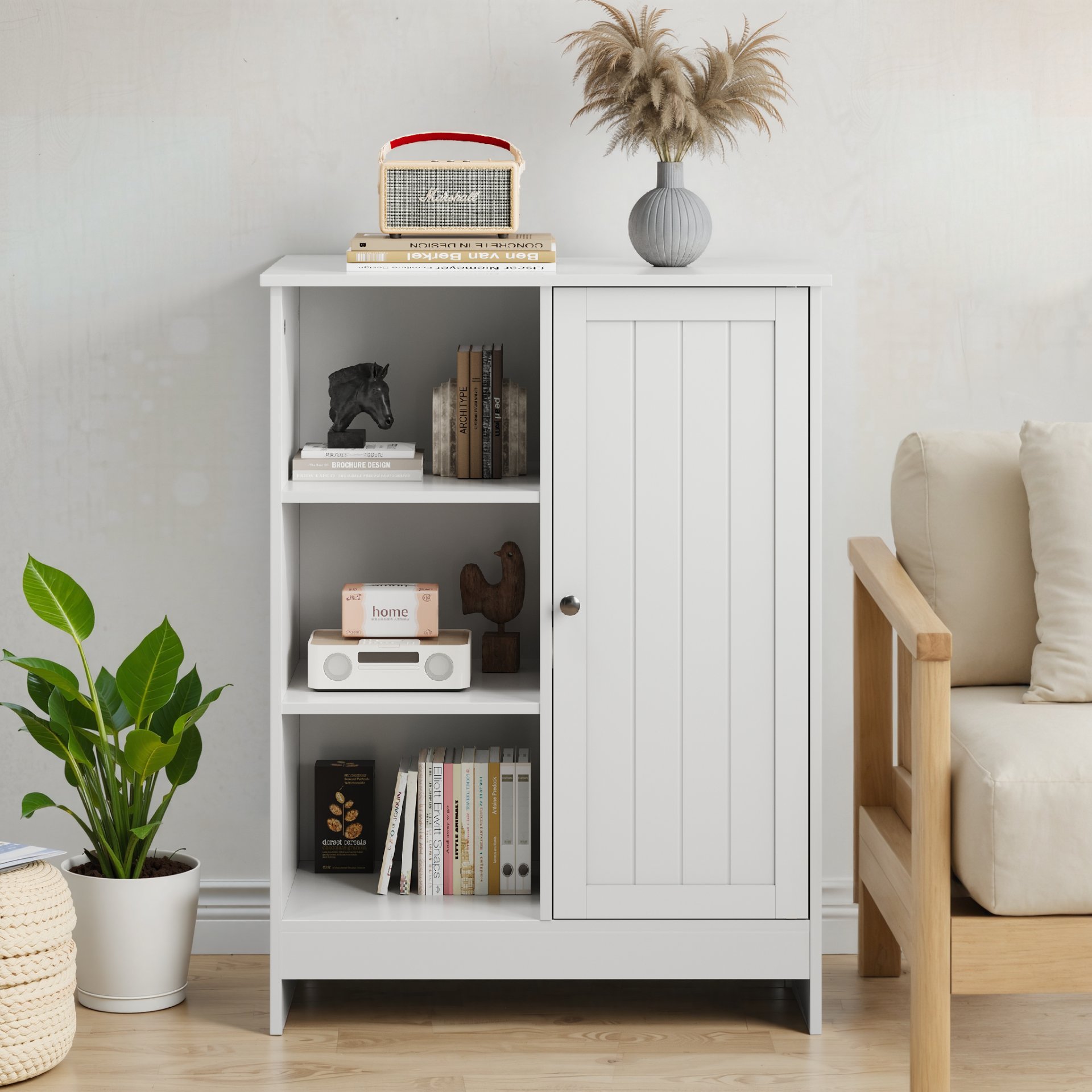 Classic Freestanding Bathroom And Kitchen Storage Cabinet With Adjustable Shelves - White - Image 6