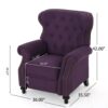 Accented Push Back Recliner Chair With Rolled Arms, Cocooning Comfort - Plum - Image 3