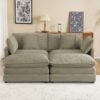 Modern Sofa Modular Sofa Couch Upholstered Corduroy L - Shape Sectional Sofa With Side Storage Pockets For Living Room - Brown - Image 9