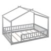Full Size Bed House Bed Frame With Fence - Gray - Image 13