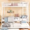 Full Long Over Queen Metal Bunk Bed With Trundle - White - Image 19