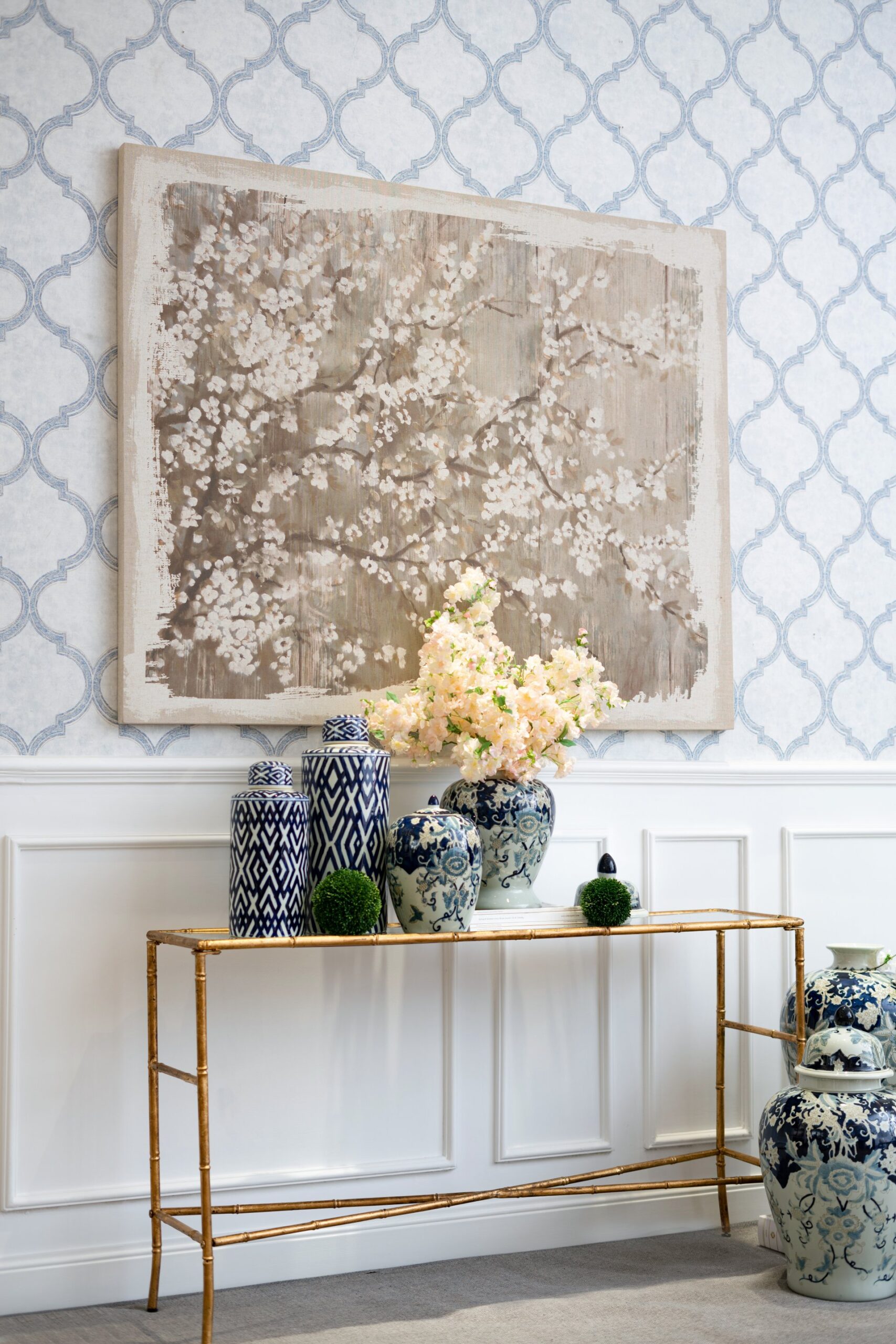 Large Cherry Blossom Canvas Art Print, Home Decor Accent Piece - Gray / White Matte - Image 8