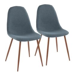 Pebble - Mid-Century Modern Dining / Chair (Set of 2) - Walnut / Blue