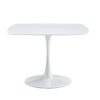 Table Mid-Century Dining Table For 4-6 People With Round MDF Table Top, Pedestal Dining Table, End Table Leisure Coffee Table - White - Image 4