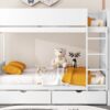 Full Over Full Bunk Bed With 2 Drawers And Multi-Layer Cabinet - White - Image 17