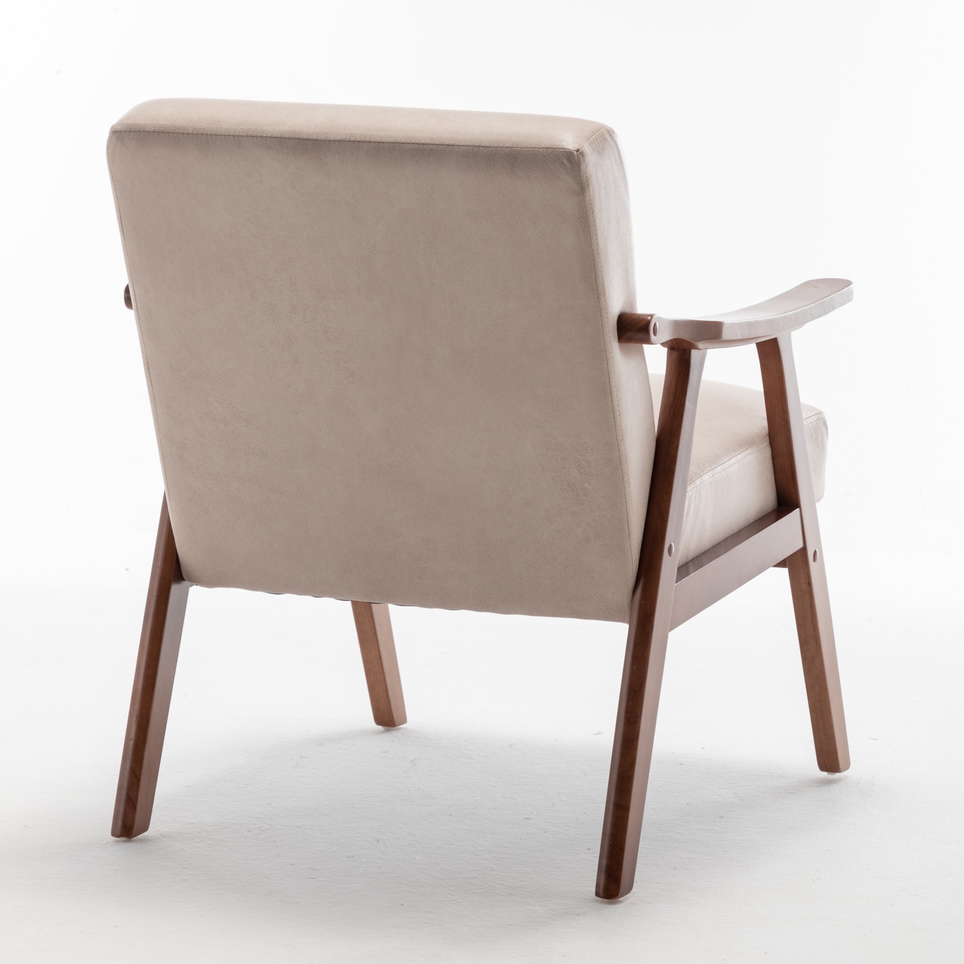 Accent Chair, Classic Mid Century Modern For Extra Seating - Light Camel - Image 3