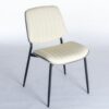 Dining Chairs Mid-Century Modern Retro Faux Leather Chair With Walnut Bentwood Back Upholstered Seat Metal Legs Adjustable Foot For Kitchen Dining Room Chairs (Set of 2) - Beige - Image 5