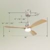 Ceiling Fan With Dimmable LED Light 6 Speed Remote 3 Wood Blade Reversible DC Motor For Bedroom - Brushed Nickel - Image 7