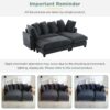 Upholstered L Shaped Sectional Sofa With Storage, Movable Ottoman, And 6 Throw Pillows - Black - Image 8