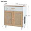 Pet Friendly Furniture Style Cat Litter Box House With Sisal Scratching Door And Charging Socket - Beige / White - Image 3