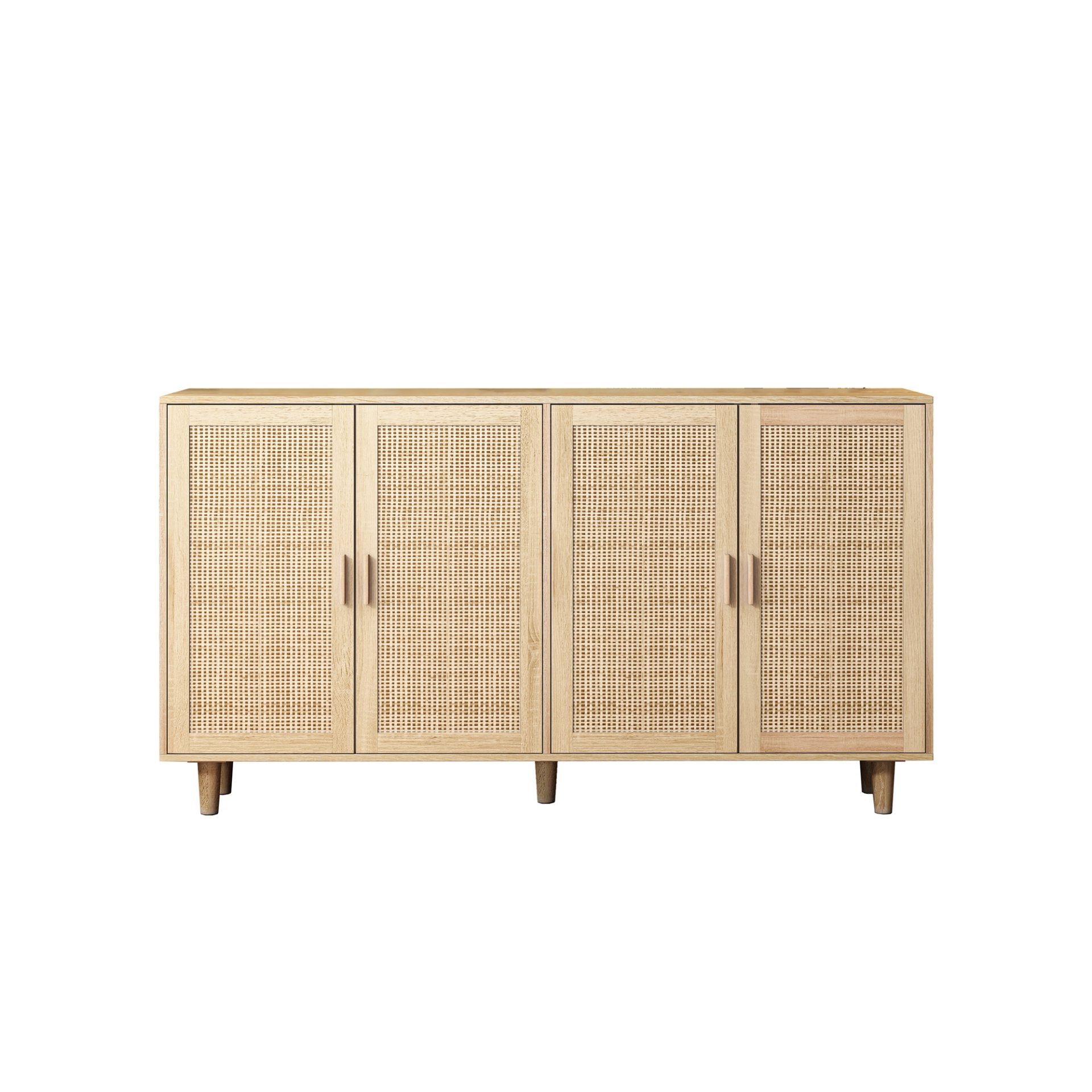 Elegant And Functional 4 Door Rattan Decorative Storage Cabinet For Bedroom, Living Room, Office - Natural - Image 6