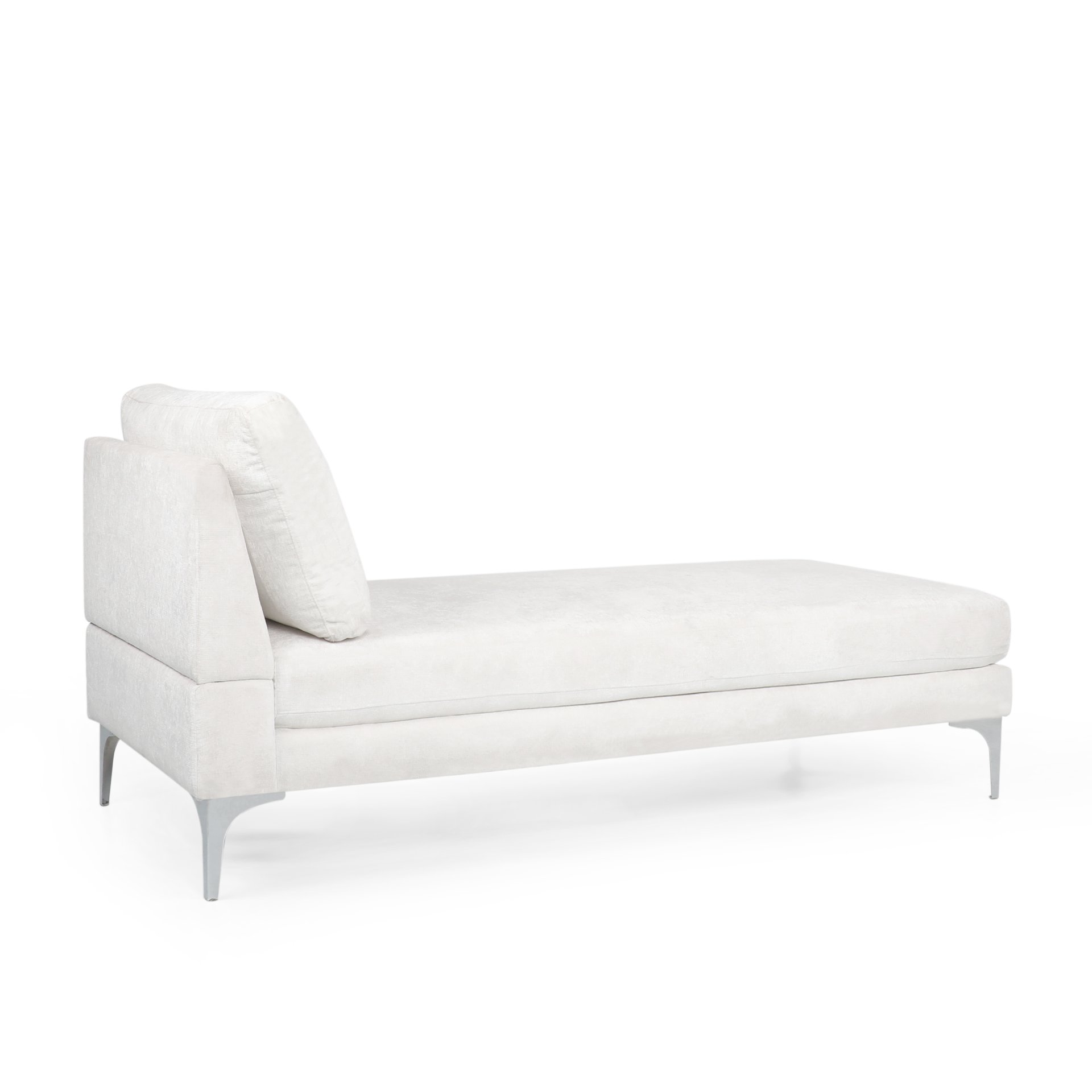Fabric Upholstered Chaise Lounge With Iron Bracket Legs - Ivory - Image 6