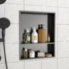 21" X 17" Stainless Steel Shower Niche Double Shelf With Durable Finish - Gunmetal Black - Image 4