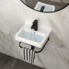 Wall Mounted Bathroom Sink With Towel Bar & Overflow - White / Black - Image 2