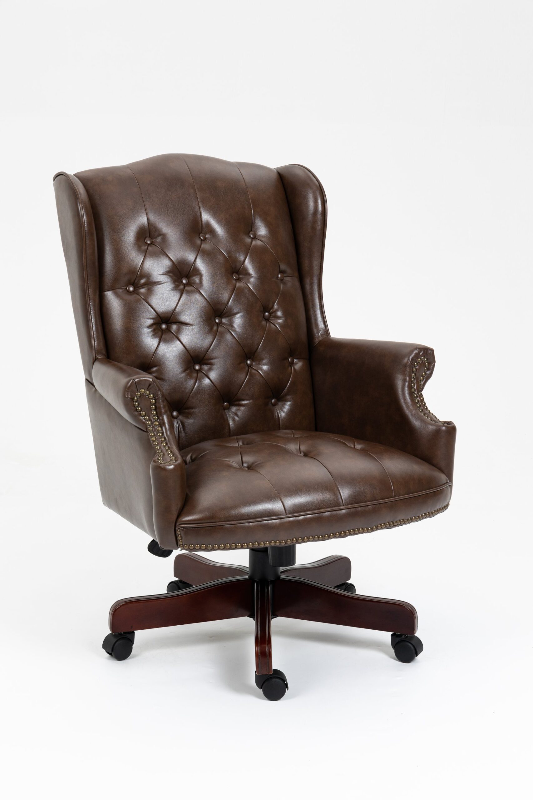 Executive Office Chair, High Back Reclining Comfortable Desk Chair With Smooth Glide Caster Wheels - Brown - Image 7