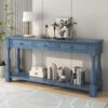 Console Table Long Console Table With Drawers And Shelf For Entryway, Hallway, Living Room - Navy - Image 4