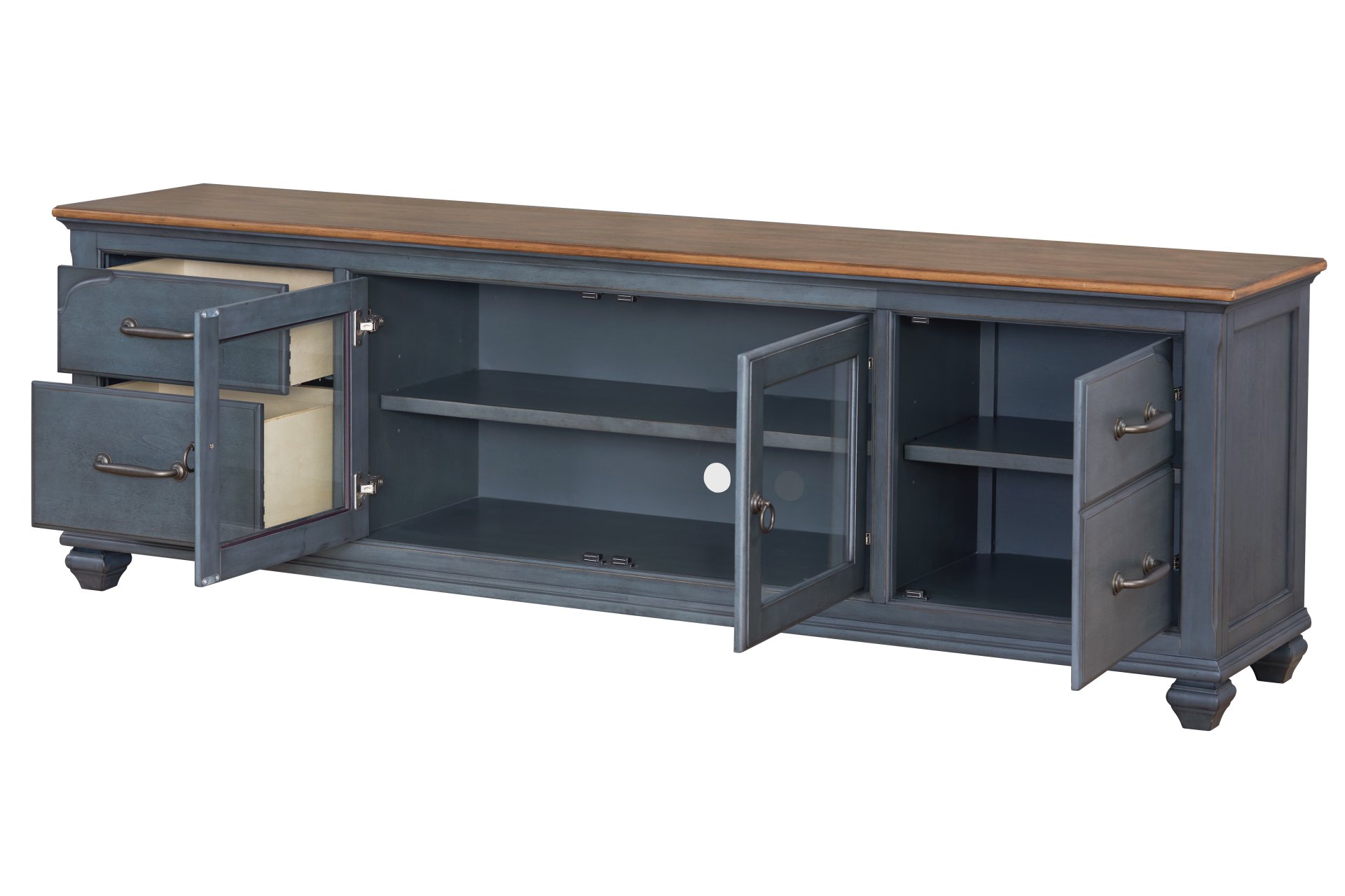 Americana - 84 In TV Stand For TVs Up To 90" - Blue - Image 3