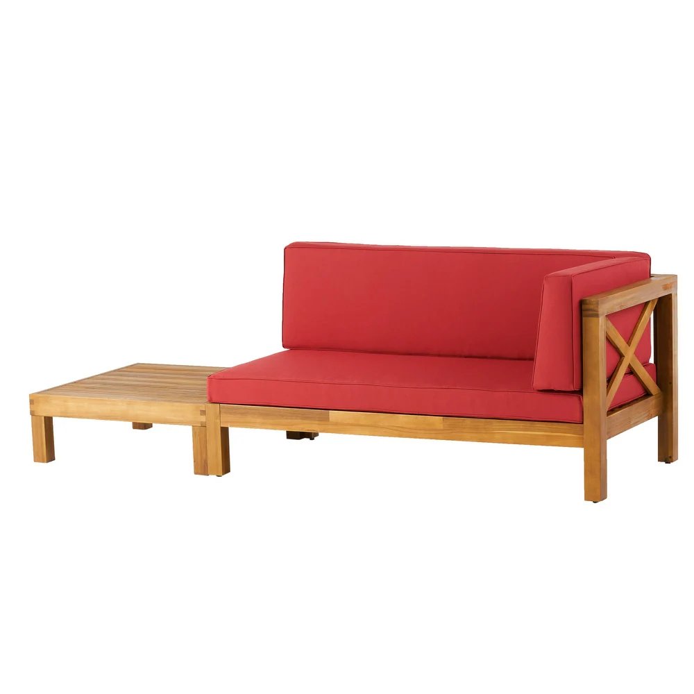 Brava - X Back Corner Bench R With Coffee Table - Red - Image 2