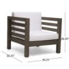 Outdoor Club Chair, Acacia Wood Patio Chair With Fabric Cushion For Backyard, Garden Or Porch - Gray / White - Image 3