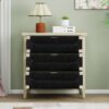 3 Drawer Buffet Sideboard With Adjustable Shelves, Storage Cabinet With Natural Seaweed Decor Doors For Living Room Kitchen Entryway - Natural - Image 5