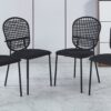 5 Pieces Dining Set, Table Metal Leg Mid-Century Dining Table For 4 - 6 People With MDF Table Top, Pedestal Dining Table, End Table Leisure Coffee Table - Black - Image 5