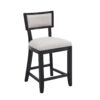 Counter Stools (Set of 2), Upholstered Counter Height Bar Stools With Comfy Back, Solid Rubber Wood Frame, Backrest, Footrest, Armless Barstools For Home Bar, Kitchen Counter - Beige / Black - Image 8
