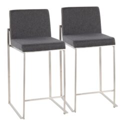 Fuji - Contemporary High Back Counter Stool (Set of 2) - Charcoal