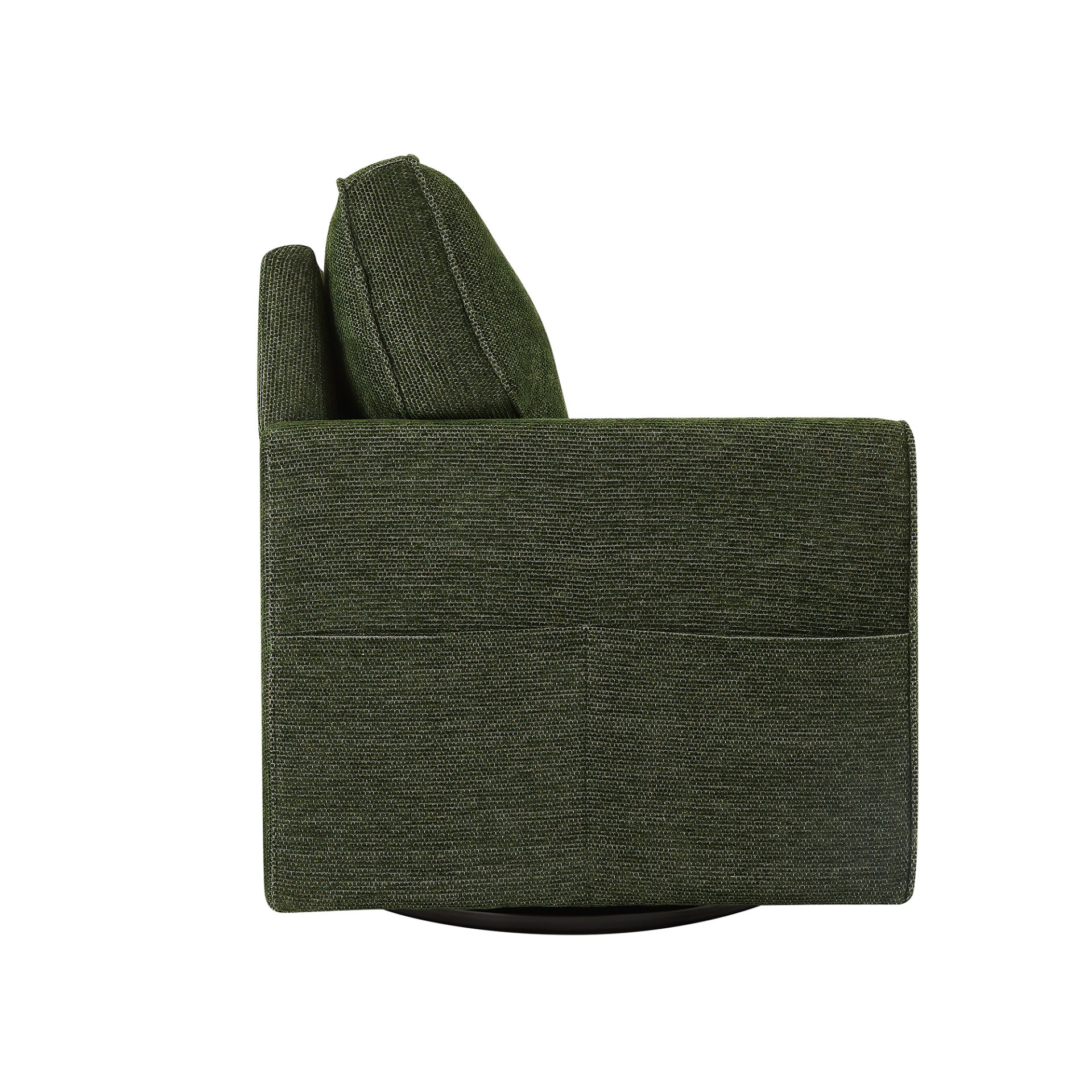 360° Swivel Chair Accent Barrel Armchair With Side Pockets, Chenille Upholstery, Compact Size - Green - Image 18