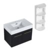 Modern Wall Mounted Bathroom Vanity With Thick Edged Resin Sink And Storage Rack Plywood - Black Chestnut - Image 12