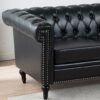 Traditional Square Arm Removable Cushion 3 Seater Sofa - Black - Image 12