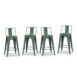 Rayne - Metal Counter Height Stool (Set of 4) - Deep Sage Green