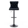 Swivel Velvet Barstools Adjusatble Seat Height, Modern Upholstered Bar Stools With Backs Comfortable Tufted For Home Pub And Kitchen Island (Set of 2) - Black - Image 2
