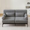 Modern Loveseat Sofa 59" Sofa Couch 2 Seater With USB Ports, Unique Cylindrical Armrests - Gray - Image 7