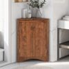 Triangle Bathroom Storage Cabinet With Adjustable Shelves, Freestanding Floor Cabinet For Home Kitchen - Brown - Image 9