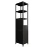 Storage Tall Slim Cabinet With Shutter Door And 3 Tier Shelves - Natural Bamboo, 64.76 Inches - Black - Image 5