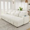 Oversized U - Shaped Sofa Versatile Sectional Sofa Pull Out Sofa Bed With Double Storage Chaise Lounges And 2 USB Ports For Living Room - Beige - Image 3