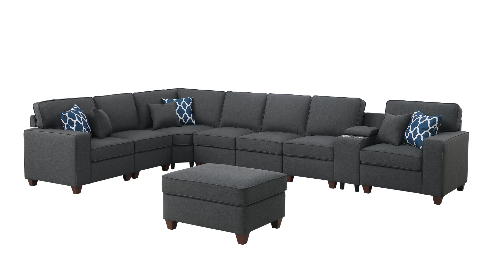 Hannah - Sectional Sofa With Ottoman - Dark Gray - Image 4