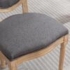 French Style Solid Wood Frame Antique Painting Linen Fabric Back Dining Chair (Set of 2) - Dark Gray - Image 10