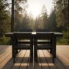 5 Piece Outdoor Dining Set For 4, Patio Table With Umbrella Hole And 4 Armrest Chairs For Backyard - Black - Image 10