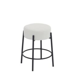 Round Bar Stools (Set of 2), Contemporary Upholstered Dining Stools For Kitchens, Coffee Shops And Bar Stores - White