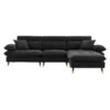L Shaped Convertible Sectional Sofa 4 Seat Tufted Couch Set With Two Tone Adjust Legs Cloud Movable Ottoman - Black - Image 24