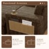 Oversized Chaise Lounge Indoor Rabbit Fur Sofa Bed With Storage Ottoman And Armrests Cup Holders With Deep Seat - Brown - Image 18
