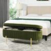 Chloe - Modern Glam Storage Bench - Olive Green - Image 14