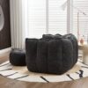 Soft Chenille Bean Bag Chair With High Resilient Foam For Living Room And Bedroom Comfortable Square Lazy Sofa With Footstool - Black - Image 9