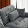 Modern Over Size Velvet 2 Seater Sofa With Ottoman And Round Bolster Armrests - Gray - Image 5