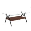 Rectangle Coffee Table With Tempered Glass Top And Metal Legs, Modern Table For Living Room, Transparent Glass - Dark Brown - Image 8