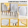 Modern Dining Chairs (Set of 4) With Stylish Patterned Backrest And Black Metal Legs - Light Gray - Image 6